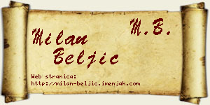 Milan Beljić vizit kartica